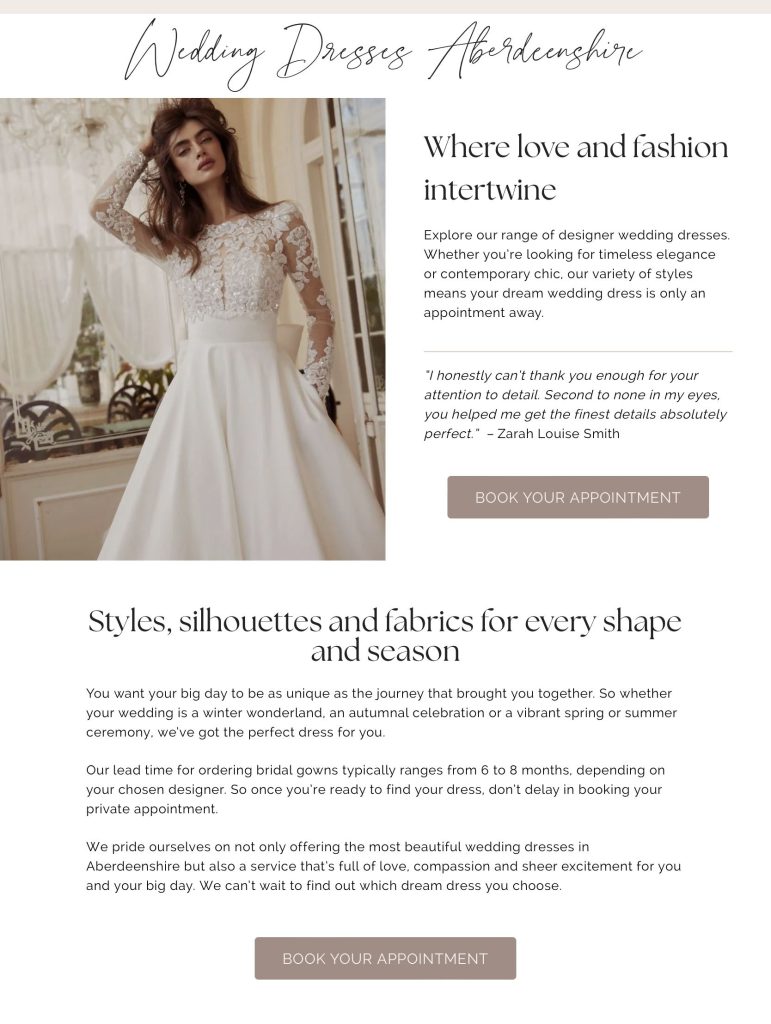 bridal boutique website