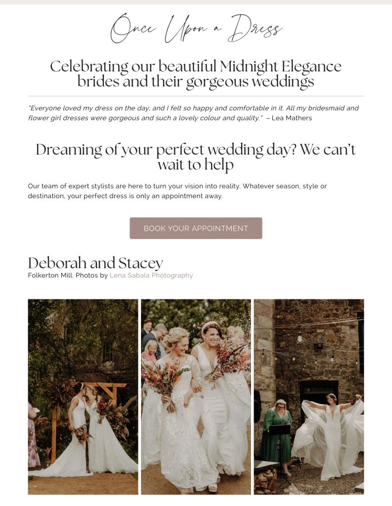 bridal boutique website