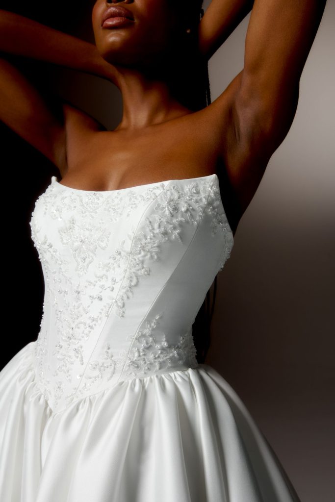 ateye neckline wedding dress